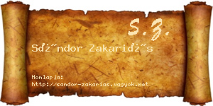 Sándor Zakariás névjegykártya